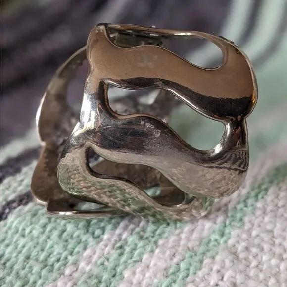 Silver Abstract Bracelet Cuff - Picture 11 of 13